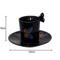 Elegant black butterfly ceramic tea cup and saucer set dining room
