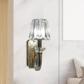 Elegant brass and crystal tapered cone sconce light for bedroom