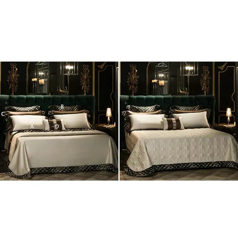 Elegant brown & cream 200s embroidery egyptian cotton bedding set bedroom