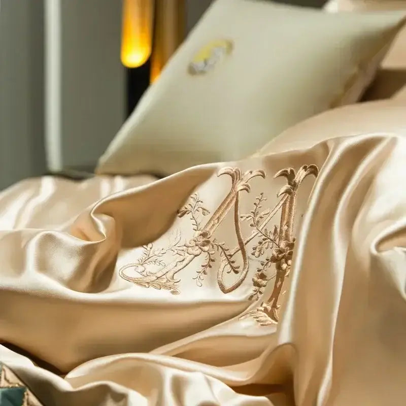 Elegant cream & teal 1200tc egyptian cotton bedding set bedroom