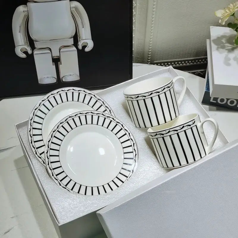 DecorBites™ Bone China Coffee and Tea Cup Set with Saucer, Teaware, Dessert Dish