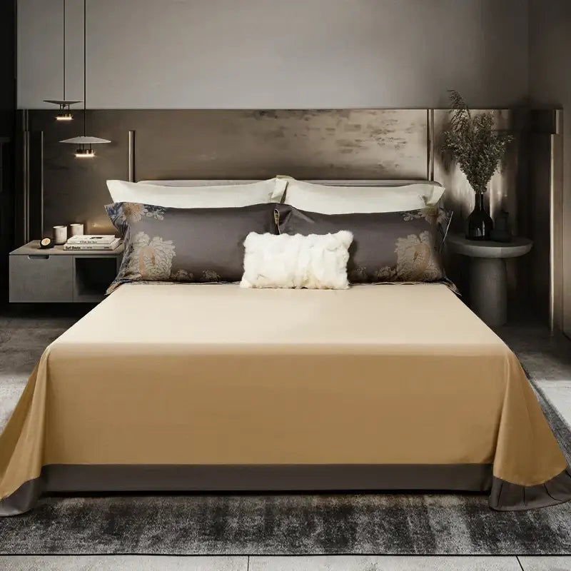 Elegant gray & gold 1500tc egyptian cotton bedding set bedroom