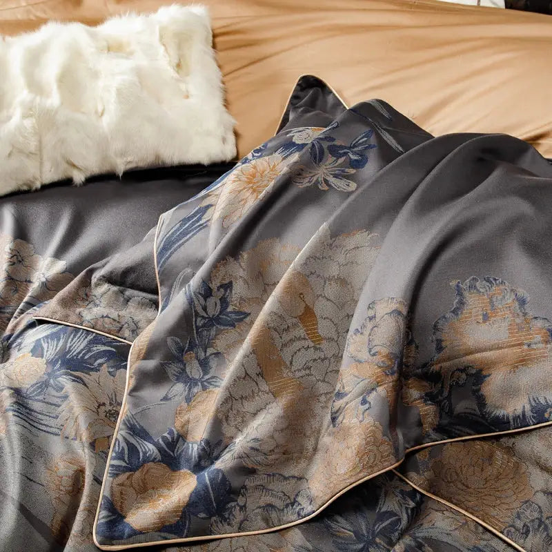 Elegant gray & gold 1500tc egyptian cotton bedding set bedroom