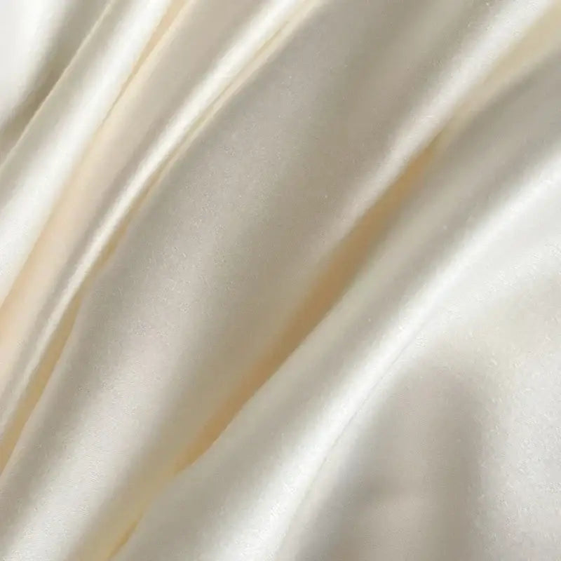 Embroidered cream satin ice silk bedding sets for bedroom sleep