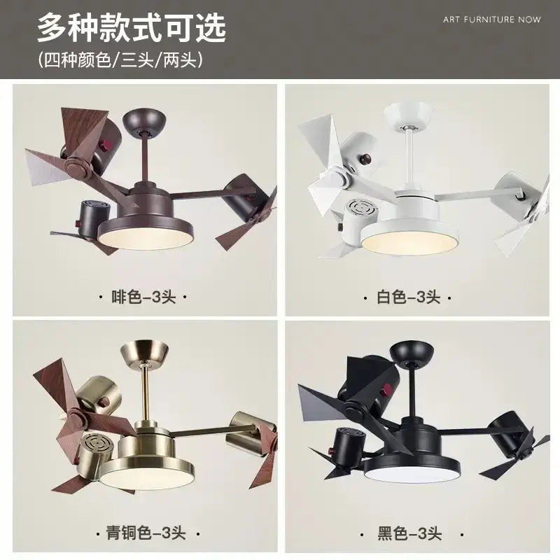 European bronze ceiling fan lamp with wooden blades for bedroom