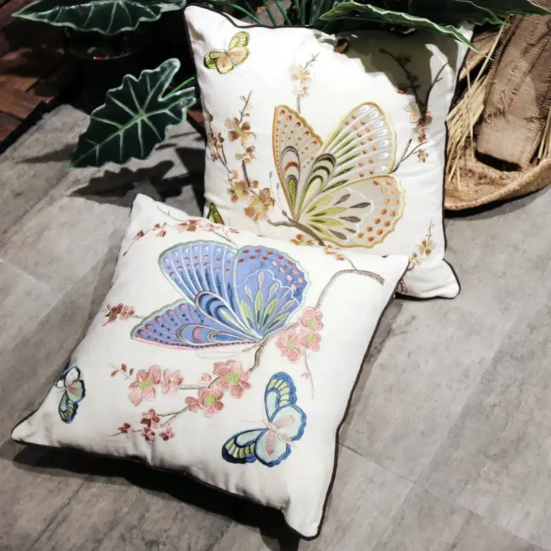 DecorBites™ Butterfly & Dragonfly Sofa Cushion Cover, European Embroidered Design