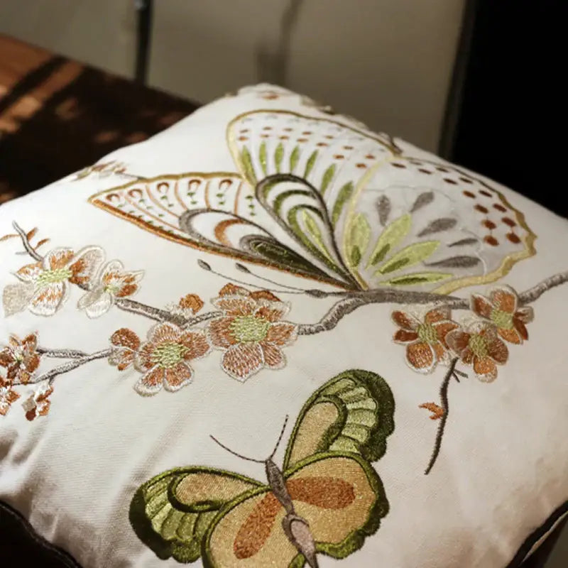 DecorBites™ Butterfly & Dragonfly Sofa Cushion Cover, European Embroidered Design