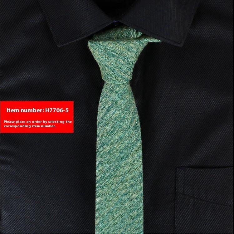 Solid Color Narrow Cotton Men's 6cm Tie