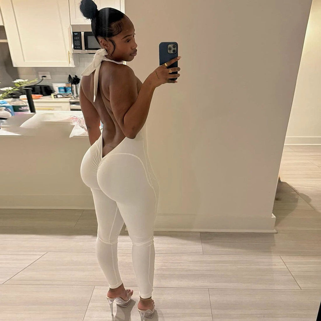 Backless Halter Tie Jumpsuit