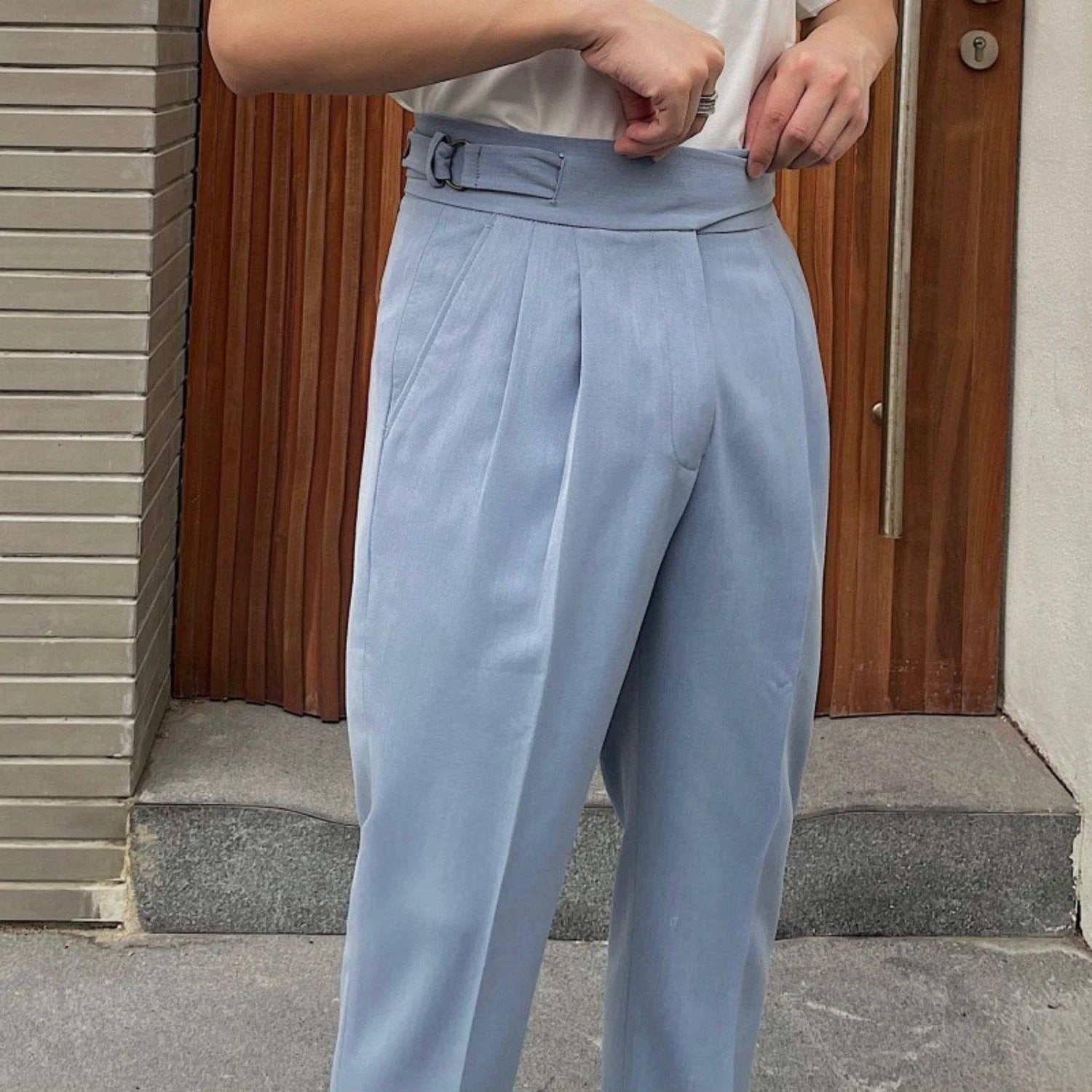 Men's Retro Business Casual Paris Buckle Pants