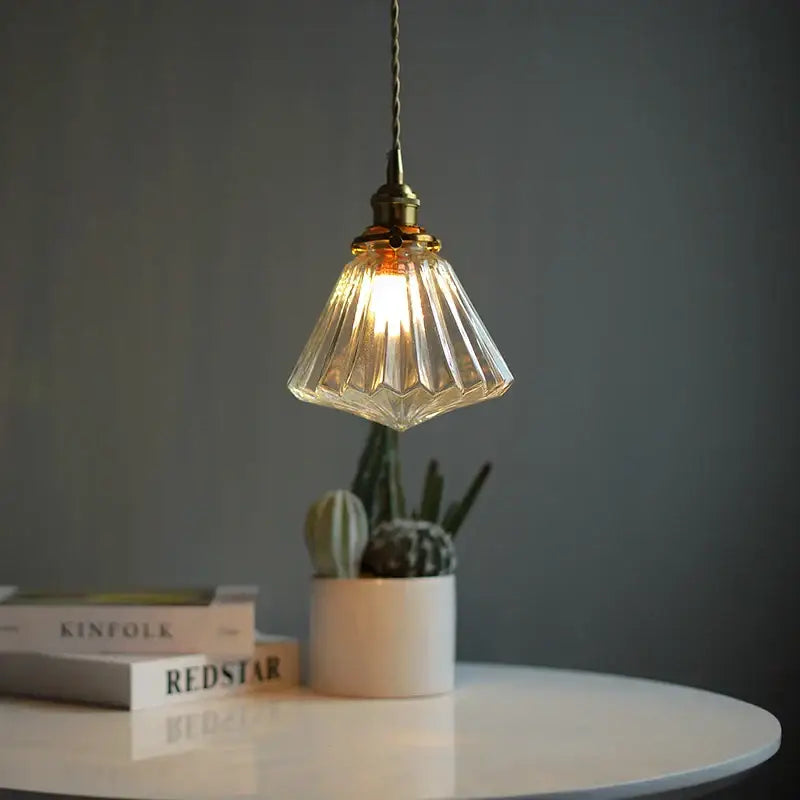 DecorBites™ Clear Glass Copper LED Pendant Lamp for Home Decor and Lighting