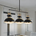 Farmhouse black & brass 3-light island pendant – dining room light