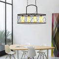 Farmhouse black oblong mesh shade ceiling light dining room chandelier