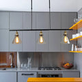 DecorBites™ Farmhouse Cone Shade Pendant 3-Light Clear Glass Island Lamp in Black - Ideal for Dining Room
