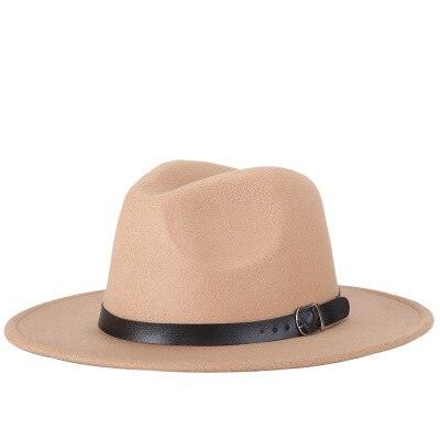 Fashion Men Fedoras Women's Fashion Jazz Hat Unisex Fashion Solid Color Large Hat Summer Spring Hat Luxury Blue Outdoor Hat Classic And Simple Wide Brim Fedora Hat Adjustable Hats For Men With Belt Buckle