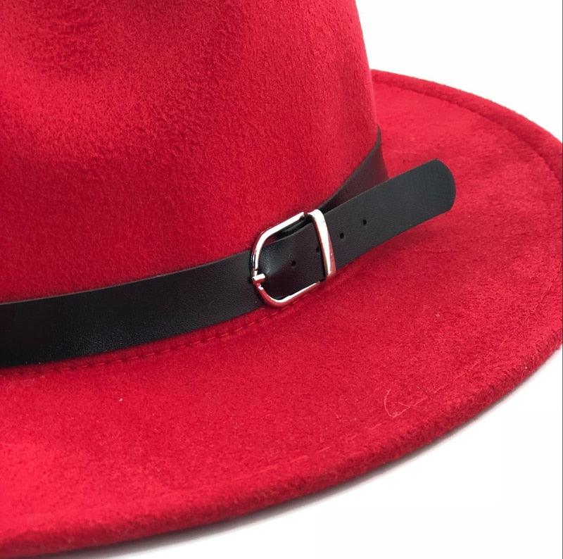 Fashion Men Fedoras Women's Fashion Jazz Hat Unisex Fashion Solid Color Large Hat Summer Spring Hat Luxury Blue Outdoor Hat Classic And Simple Wide Brim Fedora Hat Adjustable Hats For Men With Belt Buckle