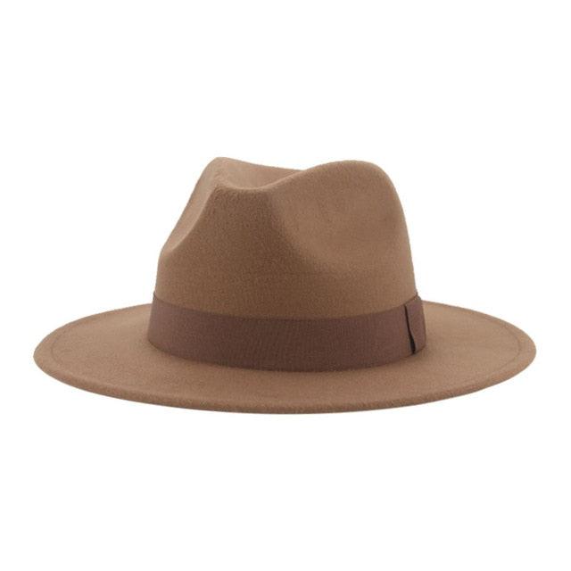Fashionable Fedora Hats Women Wide Brim Dress Caps  Women's Fedora Hats Elegant Wide Brim Fedora Hat  Wedding Men Hat Warm Retro Style Belt 56-58cm