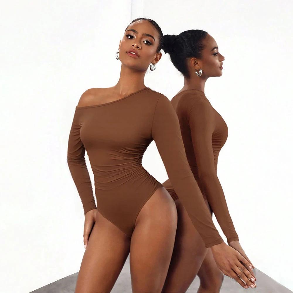Autumn And Winter New Y2K Slim-fitting Off-shoulder Long-sleeved Bodysuit