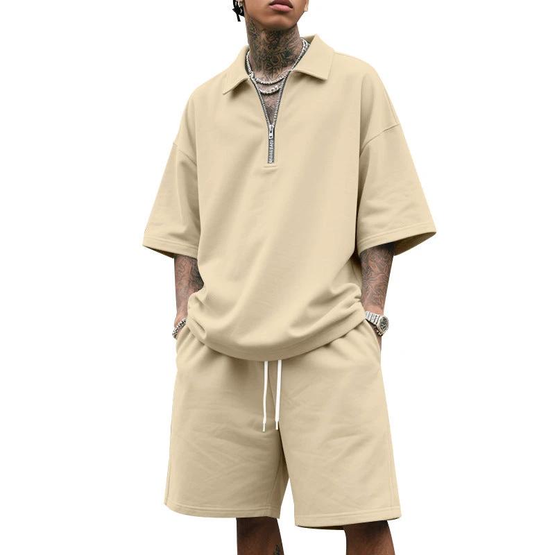 Lapel Suit Men's Summer Two-piece Set Loose
