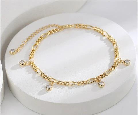 Zircon Anklet For Women Copper-plated Gold