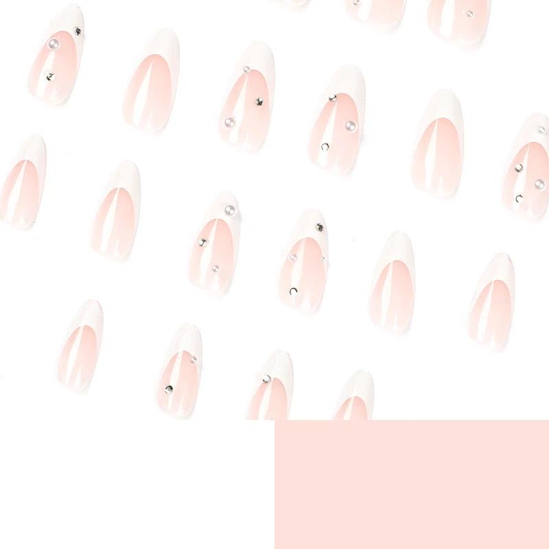 French Water Drop Manicure Rhinestones Wear Nails