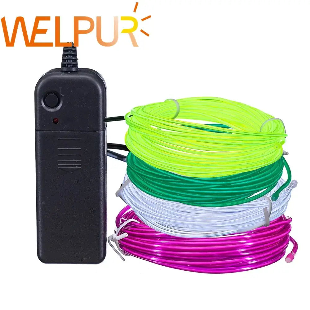 DecorBites™ 3V Neon Light EL Wire Rope 1m/3m/5M Glow Strip LED Shoes Clothing Car