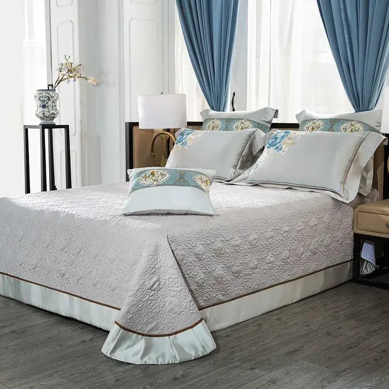 DecorBites™ 200S Embroidered Egyptian Cotton Bedding Set Queen King Sheets Duvet Cover