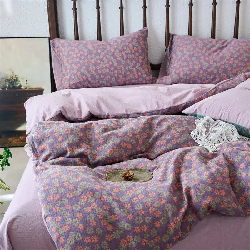 DecorBites™ 100% Cotton Double-Layer Floral Jacquard Duvet Cover Set