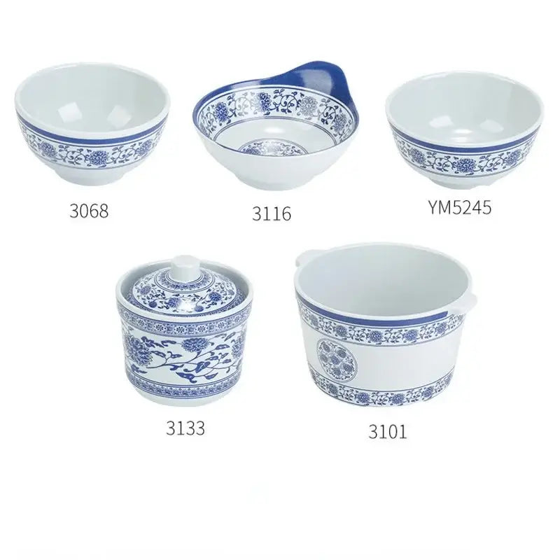 Floral blue & white imitation porcelain dinner set dining room