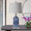 Floral blue & white porcelain table lamp bedroom ceramic light