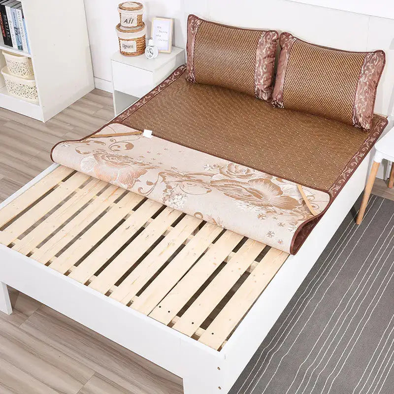 DecorBites™ Cooling Rattan Mat & Pillowcase Set - Dual-Sided Thicker Bed Pad for Summer