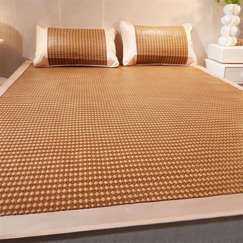DecorBites™ Cooling Rattan Mat & Pillowcase Set - Dual-Sided Thicker Bed Pad for Summer