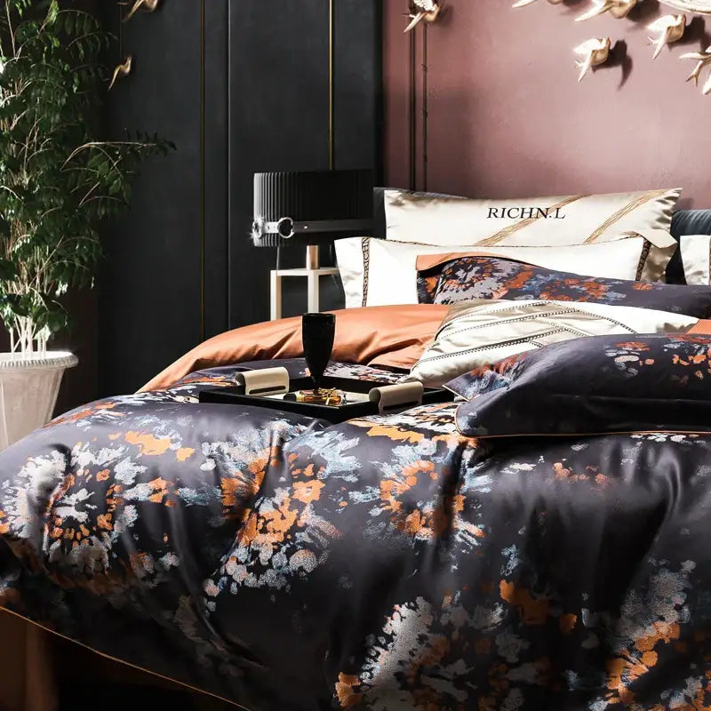 DecorBites™ 1500TC Jacquard Egyptian Cotton Bedding Set for Queen King Linens
