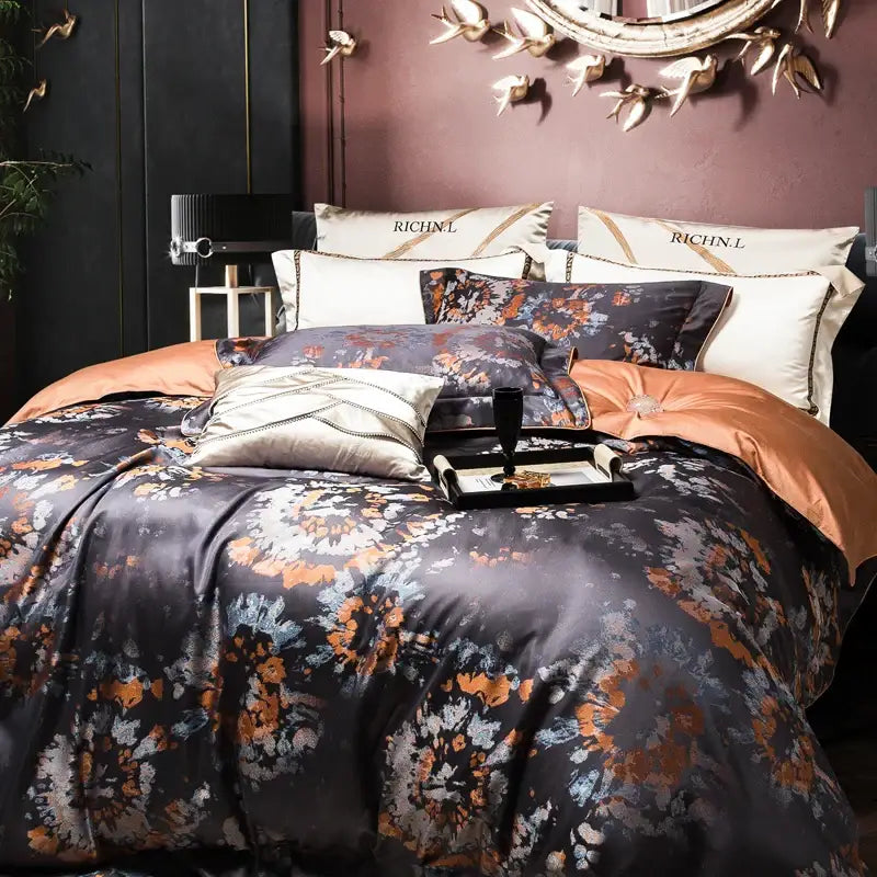DecorBites™ 1500TC Jacquard Egyptian Cotton Bedding Set for Queen King Linens