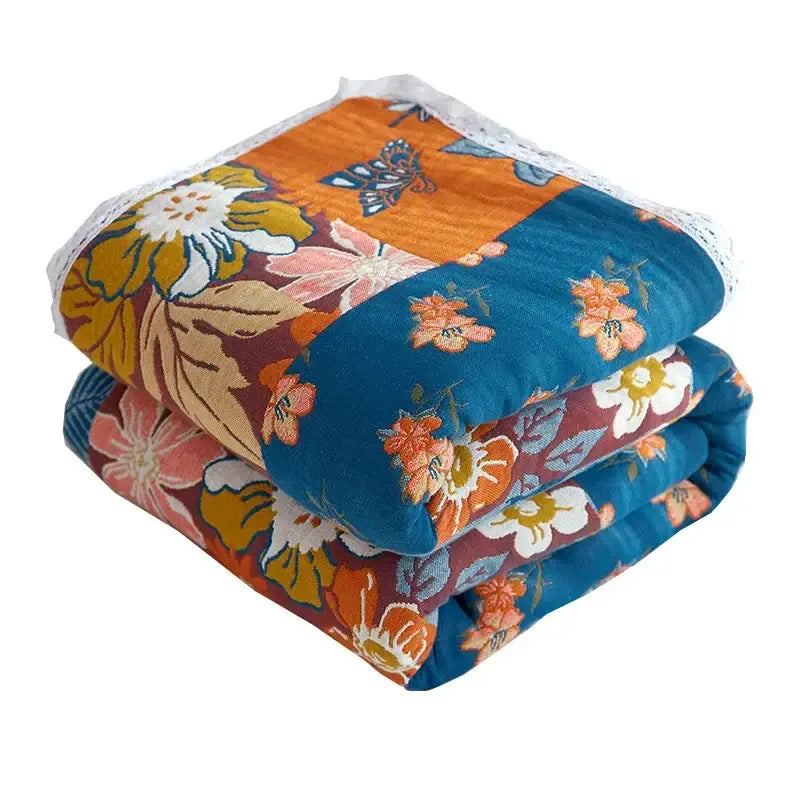 Floral patchwork breathable cotton gauze sofa cover living room decor