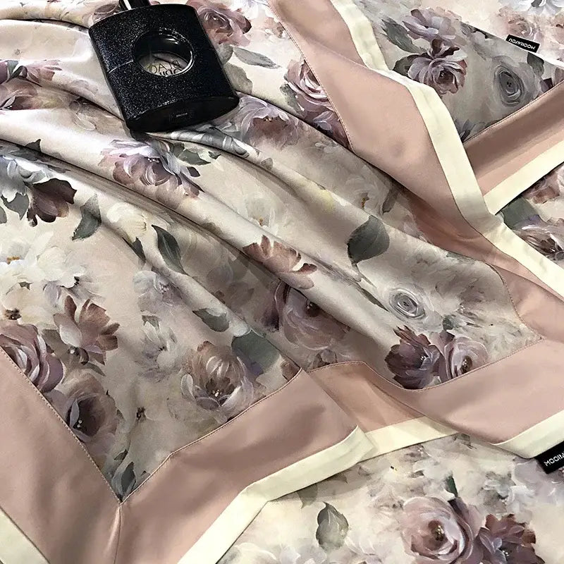 Floral pink egyptian cotton bedding set for bedroom duvet cover