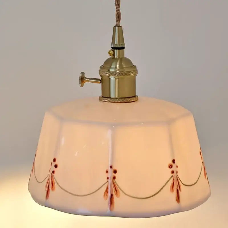 Floral white & brass led wall light bedroom ceramic sconce with switch