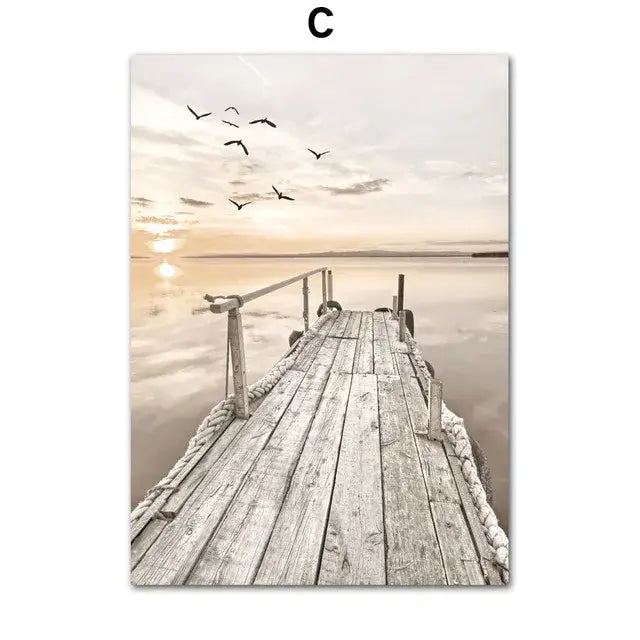 Beige & cream flower grass wall art canvas for living room