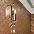 French country brass finish sconce light bedroom crystal wall lamp