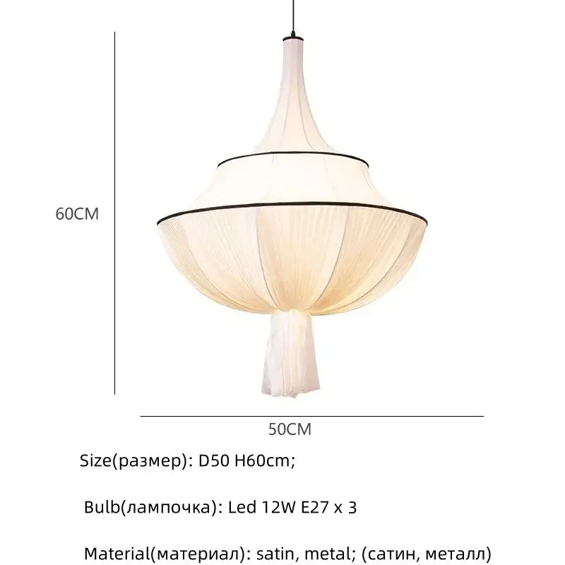 French fabric decorbites creamy e27 foyer chandelier bedroom light