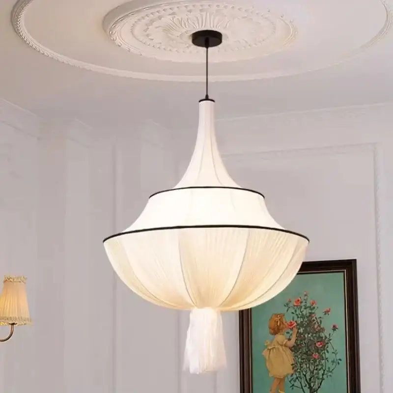 French fabric decorbites creamy e27 foyer chandelier bedroom light