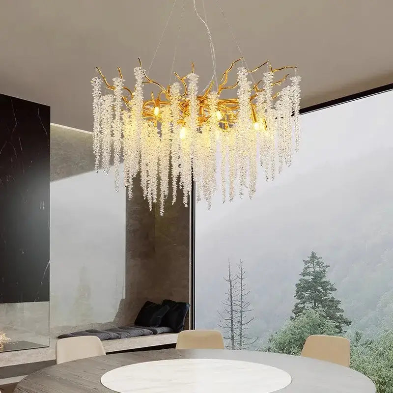 French golden crystal branch chandelier for living room