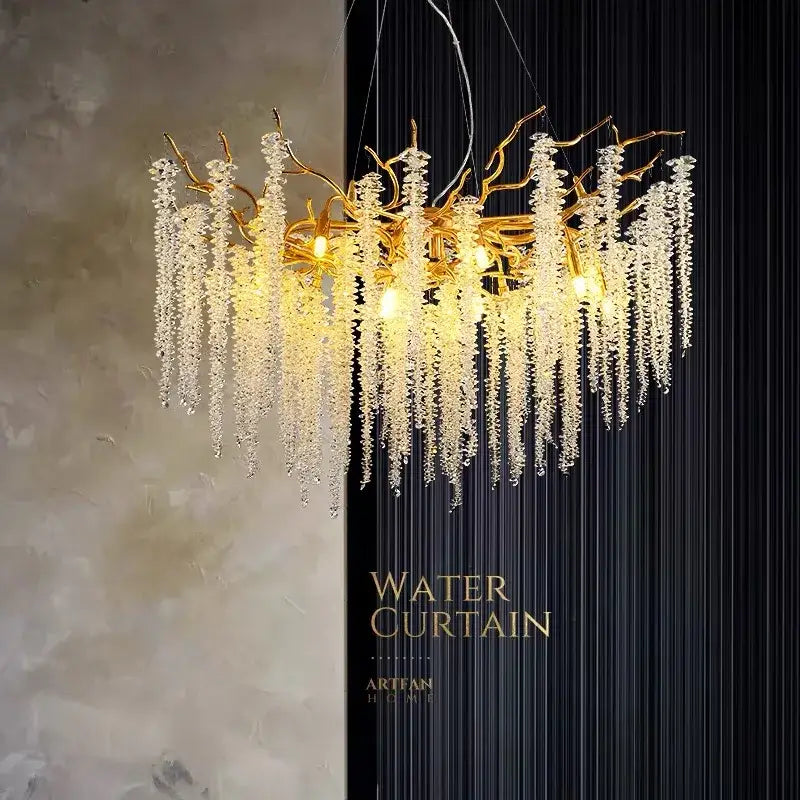 French golden crystal branch chandelier for living room