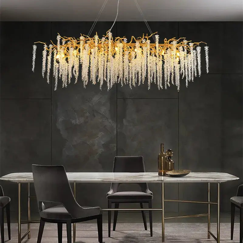 French golden crystal branch chandelier for living room