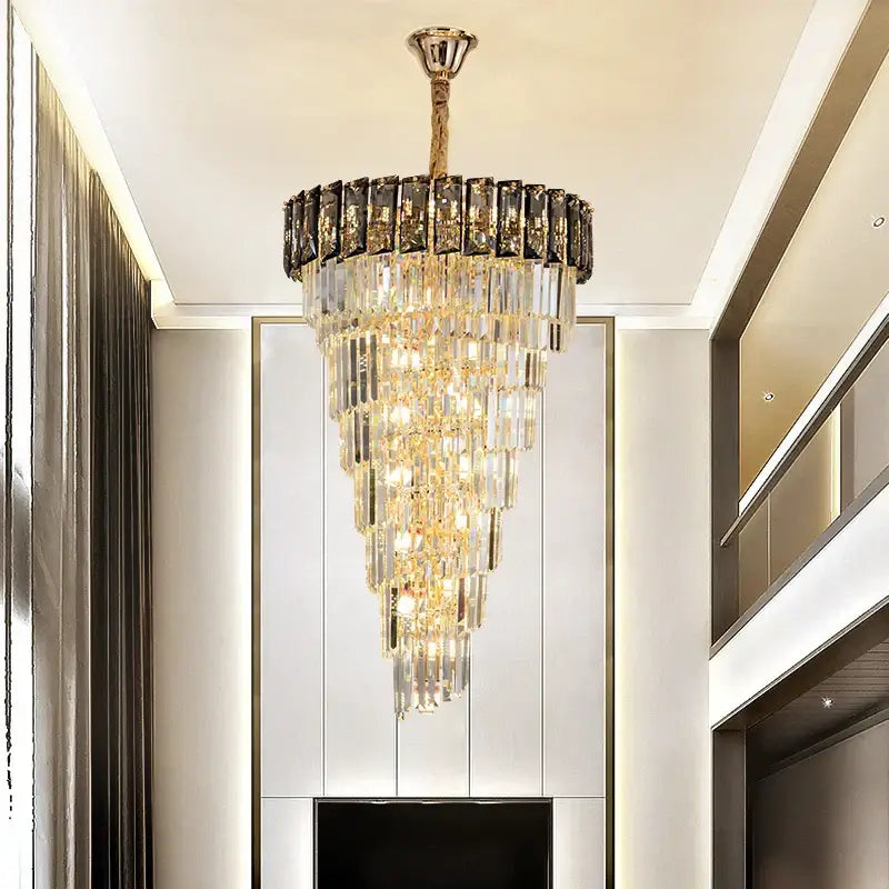 French luxury clear & amber crystal chandelier for living room