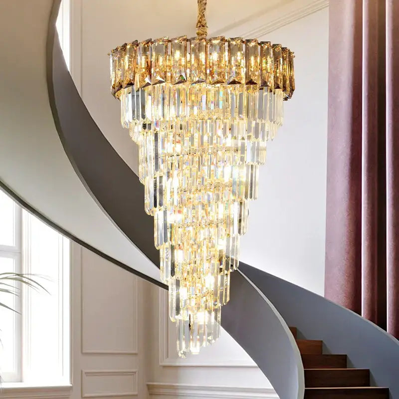 French luxury clear & amber crystal chandelier for living room