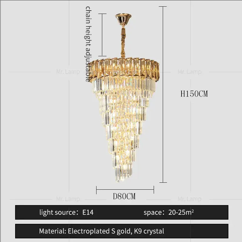 French luxury clear & amber crystal chandelier for living room