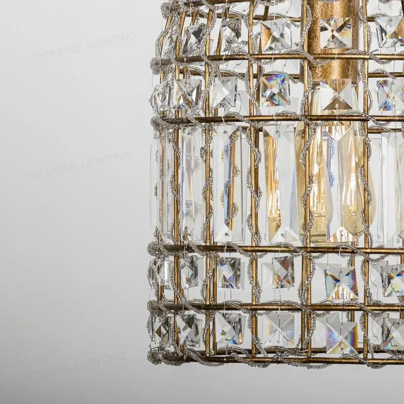 French style bronze crystal chandelier living room cage pendant light