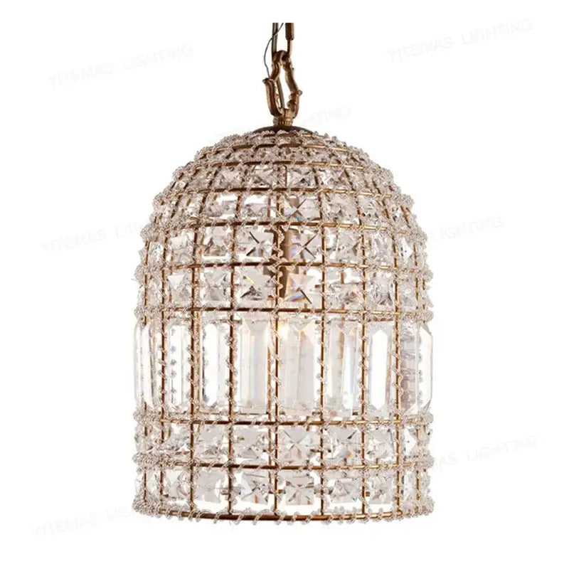 French style bronze crystal chandelier living room cage pendant light