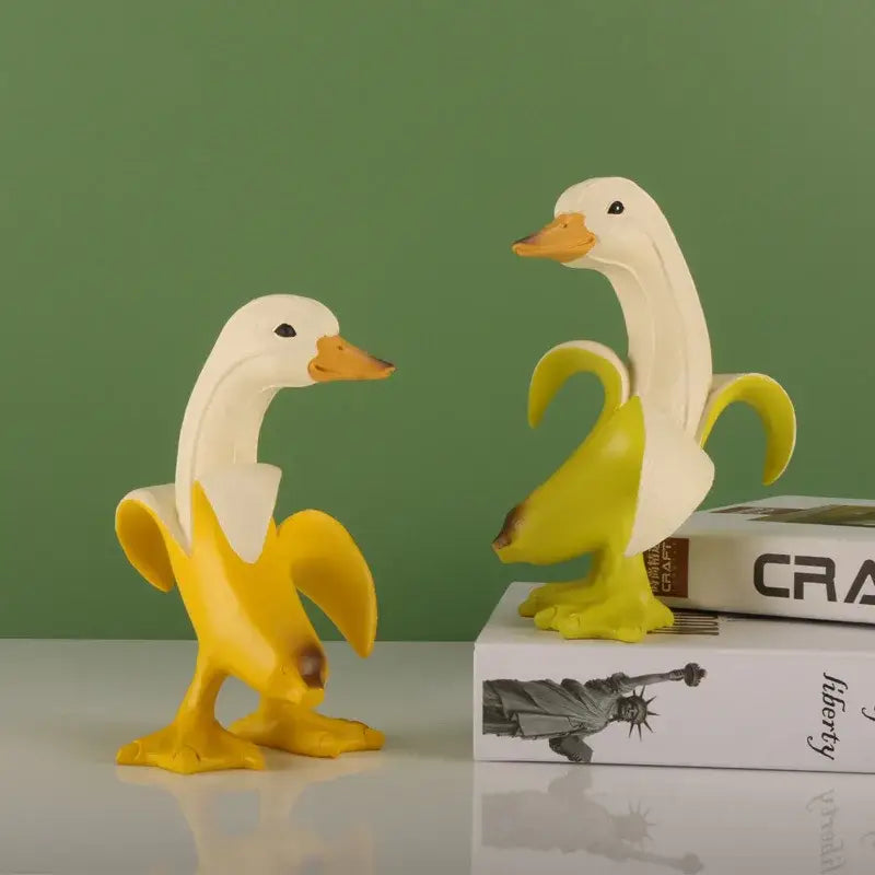 DecorBites™ Banana Duck Sculpture: Cute Funny Animal Figurine for Home Decor